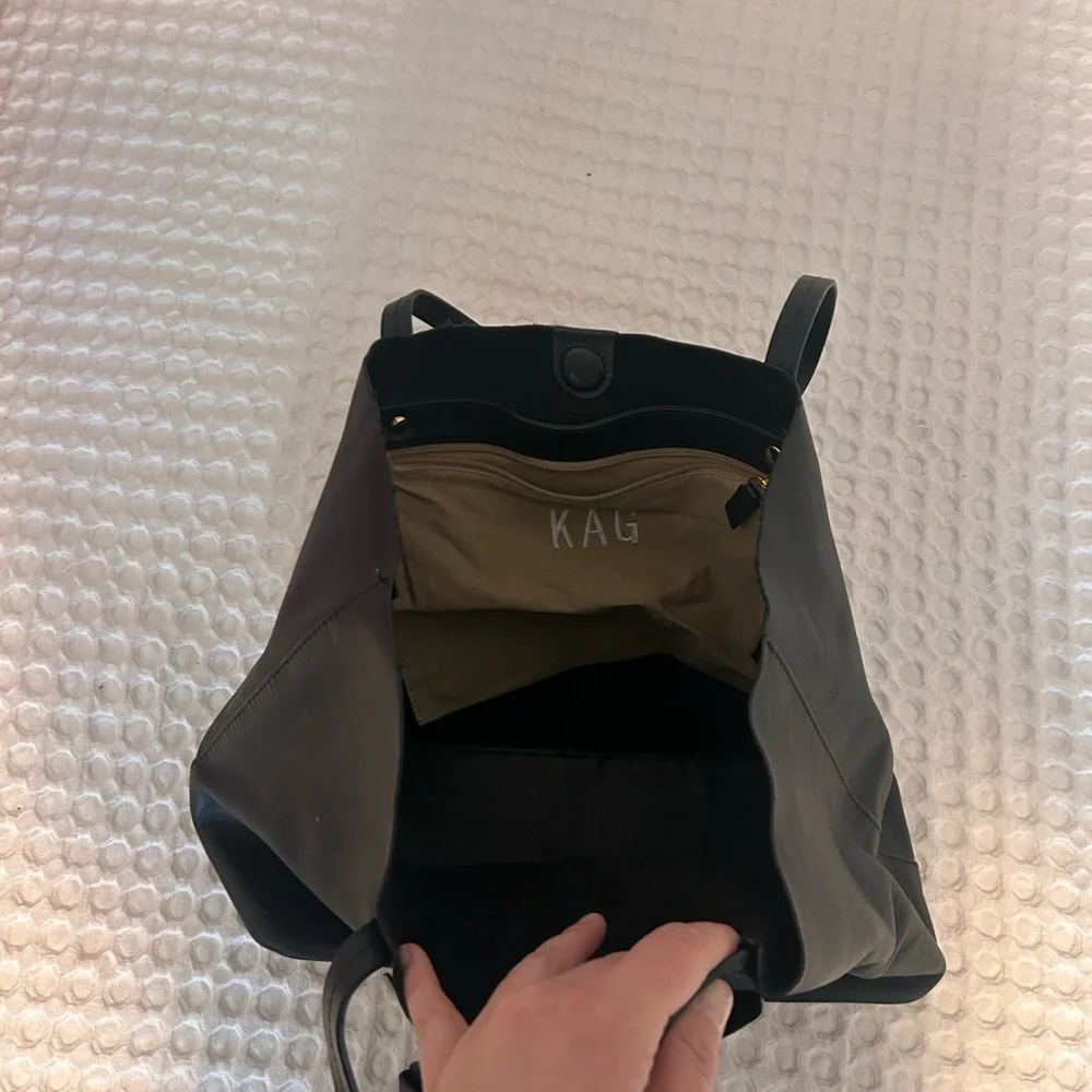 J. Crew Black Genuine Leather Tote Bag
